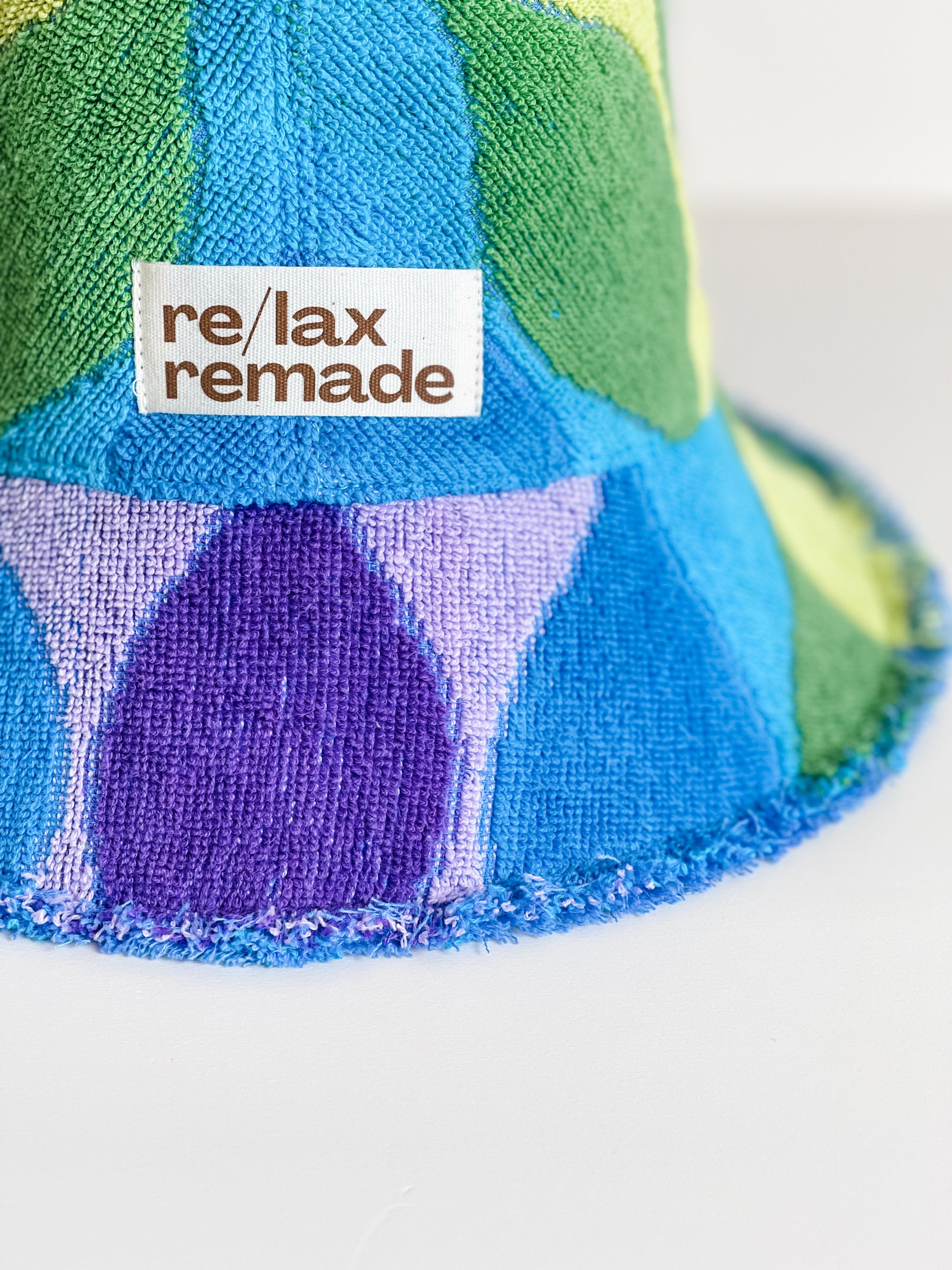 Relax Remade handmade one-of-a-kind fashionable hats 100% designed and made in Australia from up-cycled vintage towels