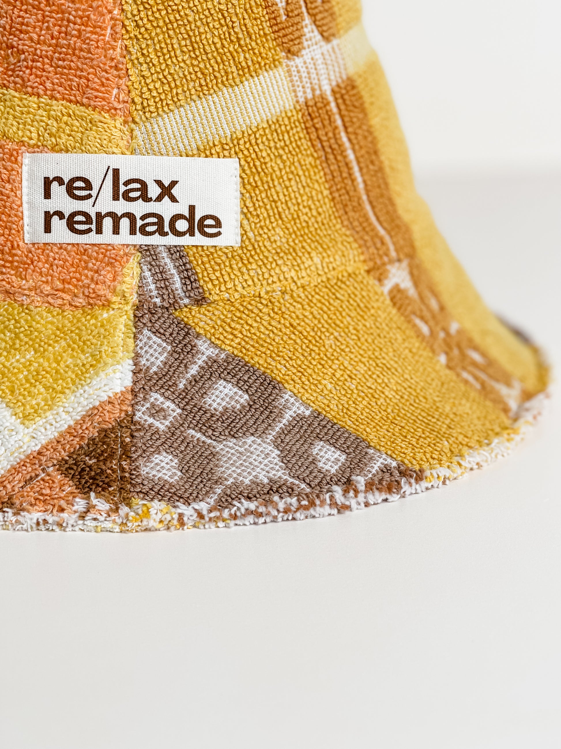 Relax Remade handmade one-of-a-kind fashionable hats 100% designed and made in Australia from up-cycled vintage towels