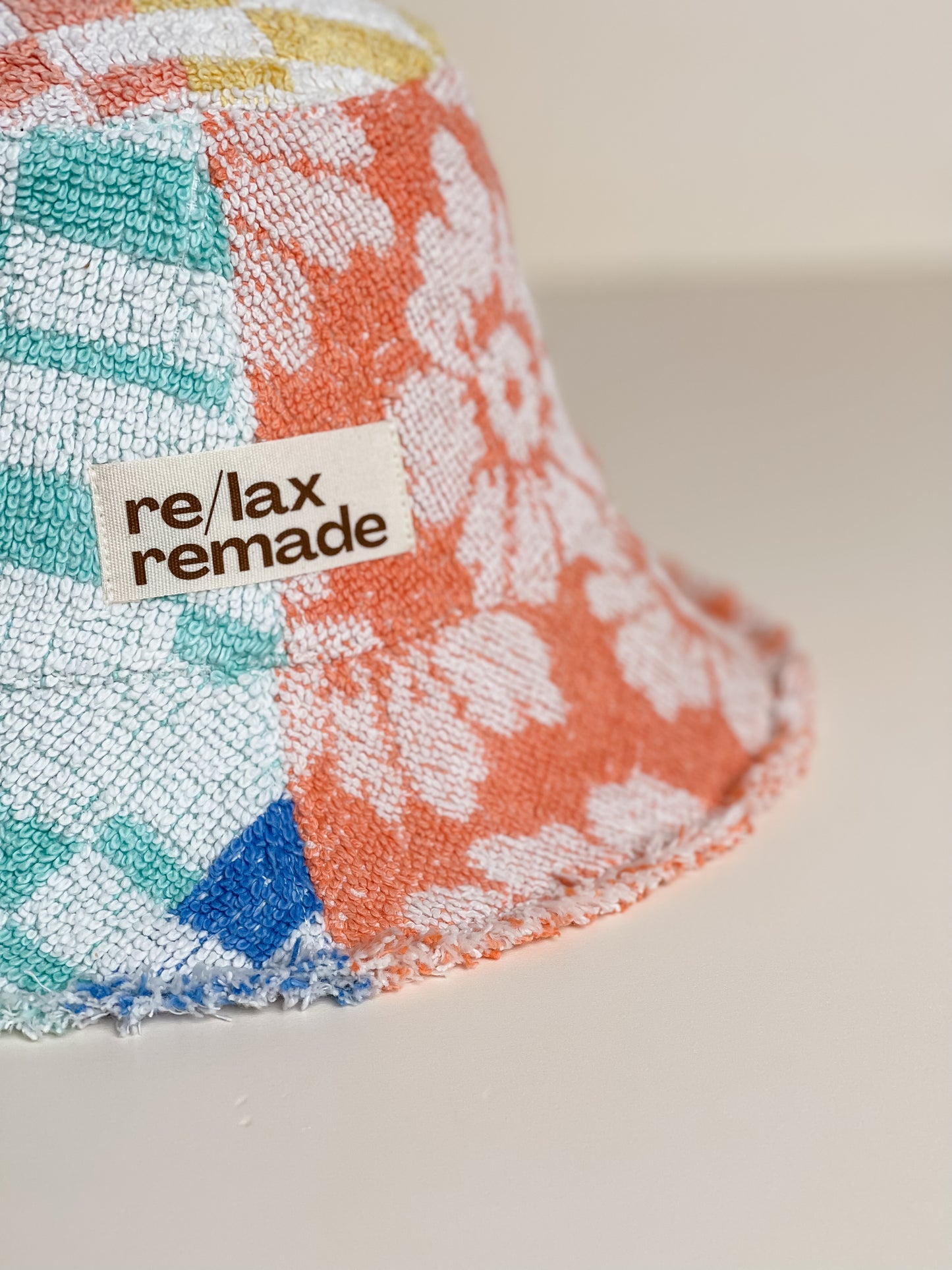 Relax Remade handmade one-of-a-kind fashionable hats 100% designed and made in Australia from up-cycled vintage towels