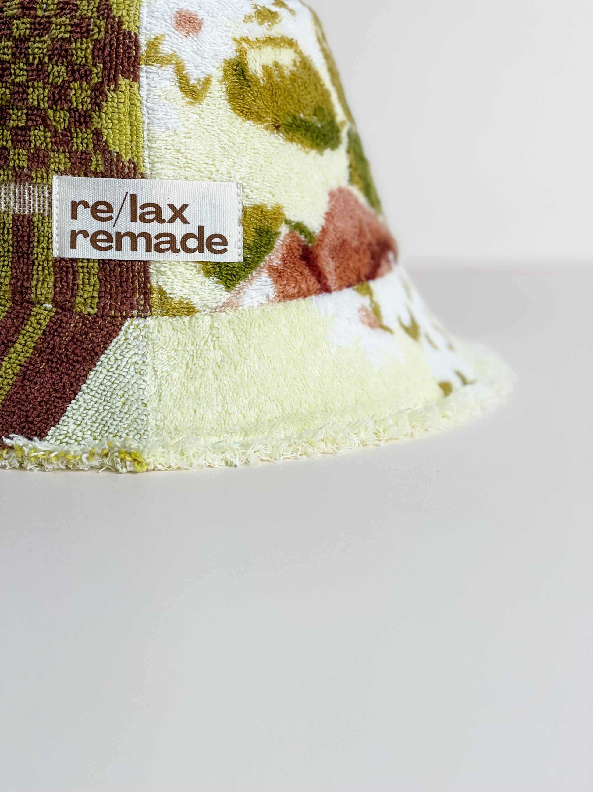 Relax Remade handmade one-of-a-kind fashionable hats 100% designed and made in Australia from up-cycled vintage towels