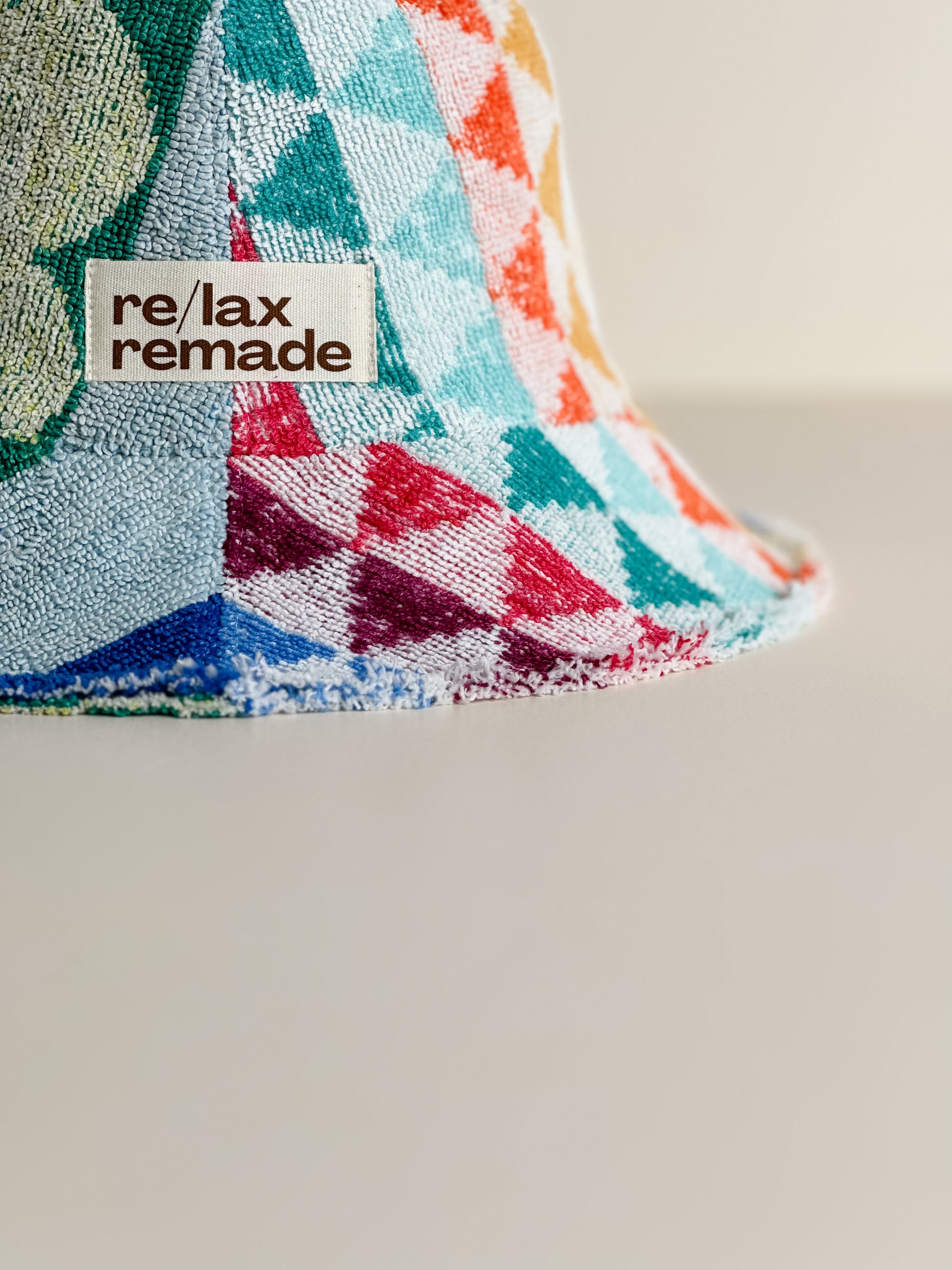 Relax Remade handmade one-of-a-kind fashionable hats 100% designed and made in Australia from up-cycled vintage towels