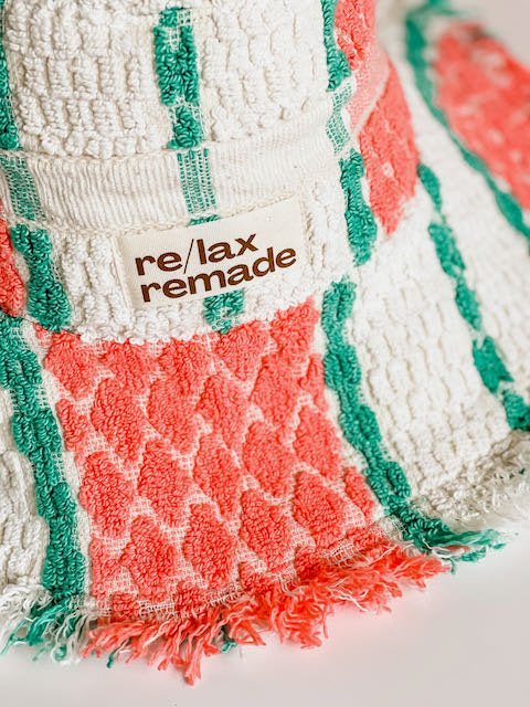 Relax Remade handmade one-of-a-kind fashionable hats 100% designed and made in Australia from up-cycled vintage towels