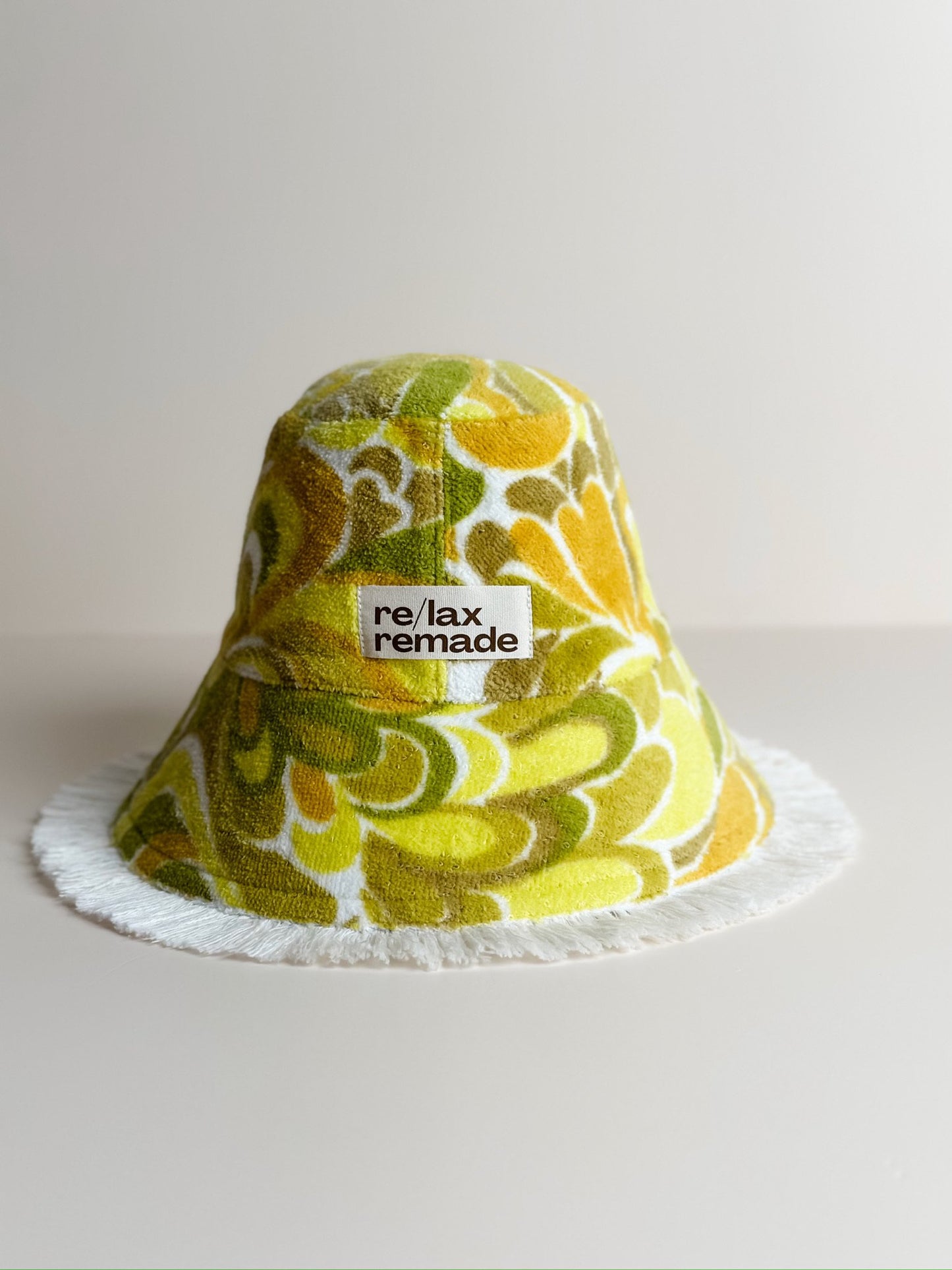 Relax Remade handmade one-of-a-kind fashionable hats 100% designed and made in Australia from up-cycled vintage towels